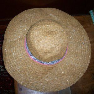 Wide Brim Woven Sun Hat Crushable Packable Decorative Garden r/n 86183 Size M